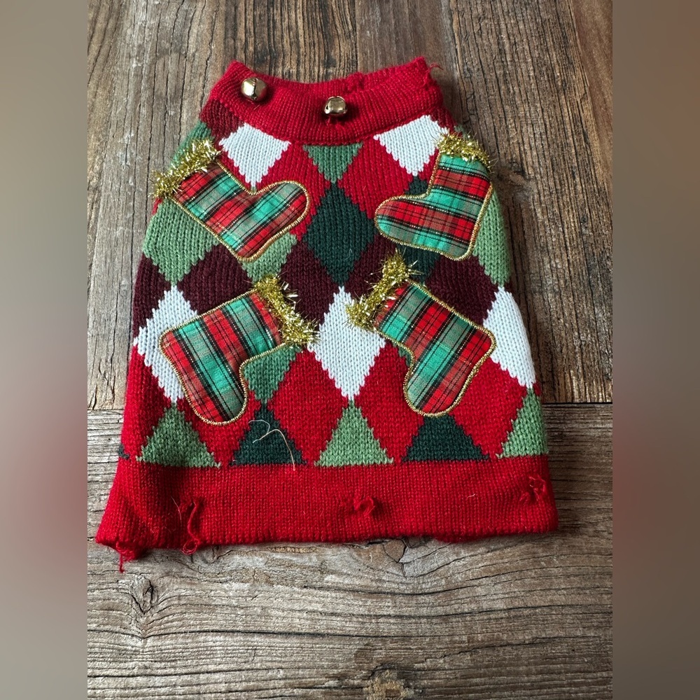 Festive Red and Green Dog Sweater